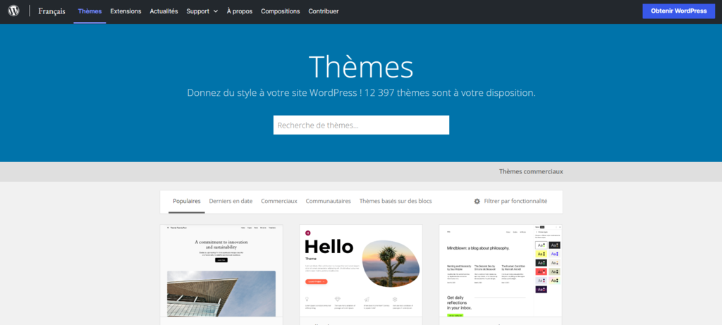 th&egrave;mes gratuits wordpress