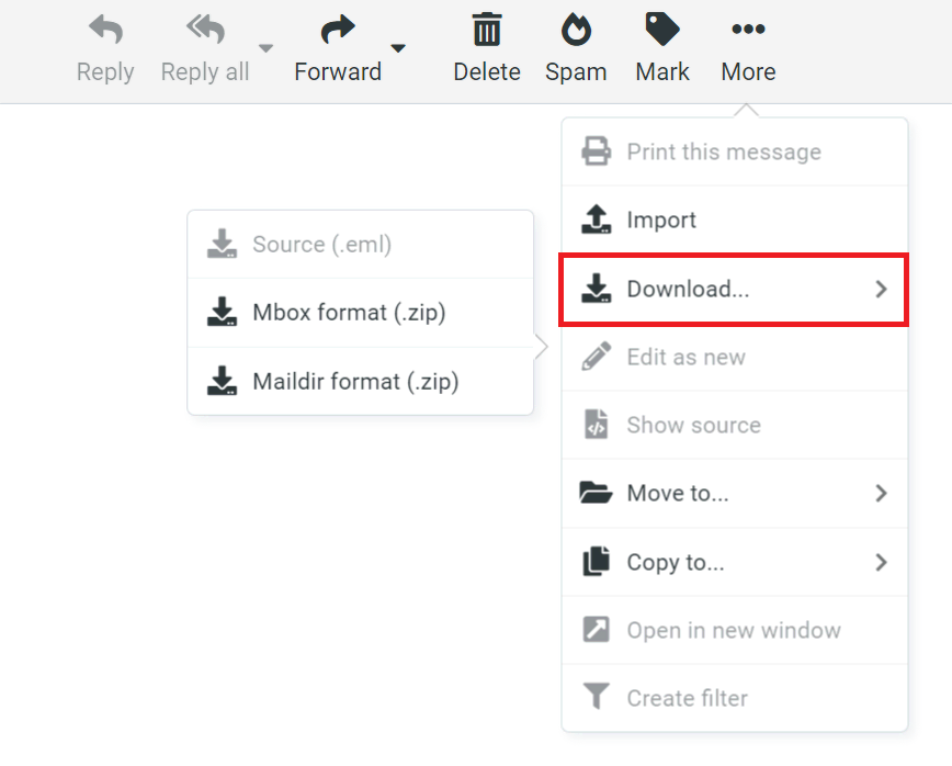 Exporter des courriels sur Hostinger Webmail
