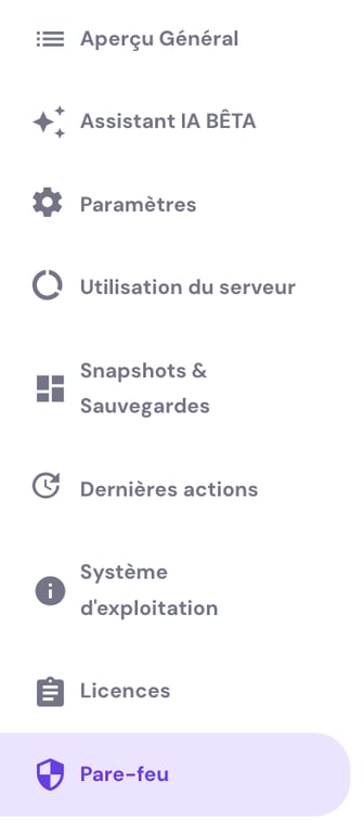 bouton-Pare-feu Le bouton Pare-feu sur le tableau de bord hPanel VPS