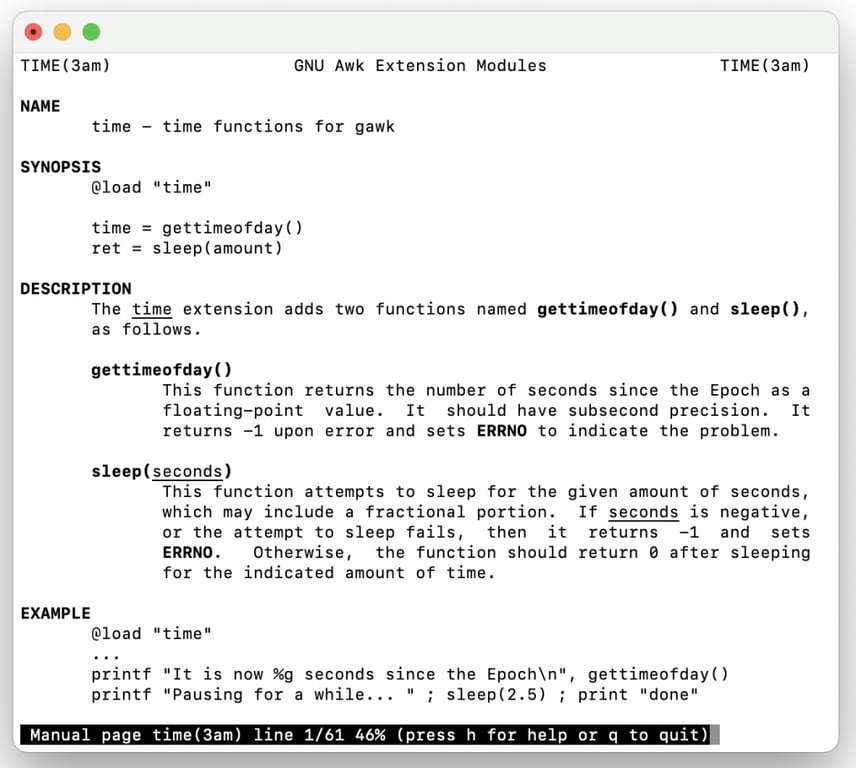 Liste d'options permettant de modifier la sortie de la commande time de Linux.