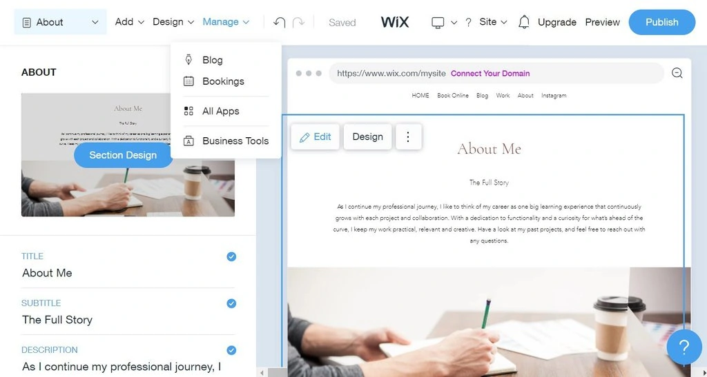 personnaliser les parametres wix