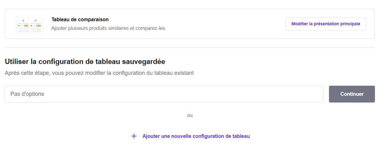 L'option d'affichage du tableau de comparaison sur l'extension Hostinger Amazon Affiliate Connector