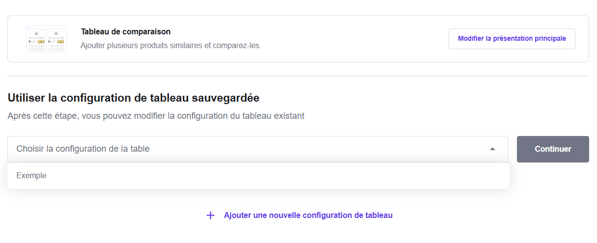 Les noms des tableaux de comparaison dans l'extension Hostinger Amazon Affiliate Connector