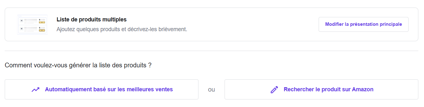 L'option d'affichage des listes de produits multiples sur l'extension Hostinger Amazon Affiliate Connector