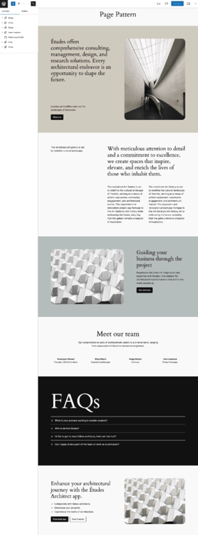 Une composition à six sections horizontales 