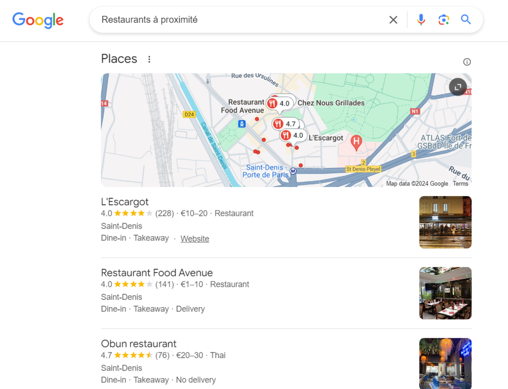 R&eacute;sultats des entreprises locales dans les SERP