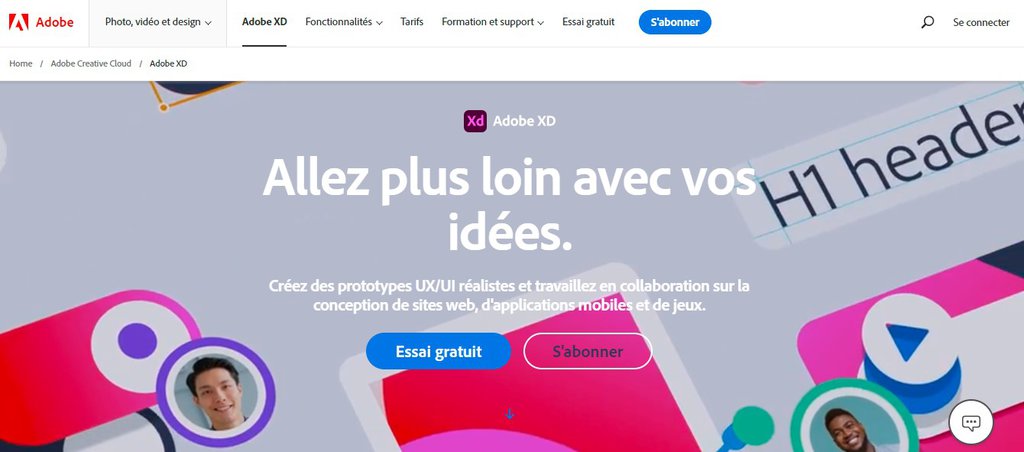 Page-d'accueil-Adobe-XD Page d'accueil d'Adobe XD