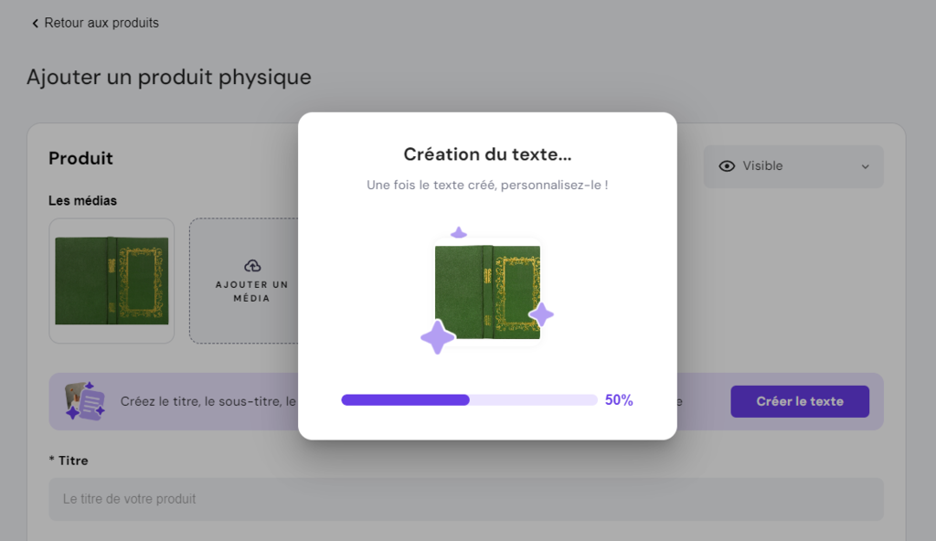 G&eacute;n&eacute;rateur de descriptions IA dans le cr&eacute;ateur de sites Hostinger