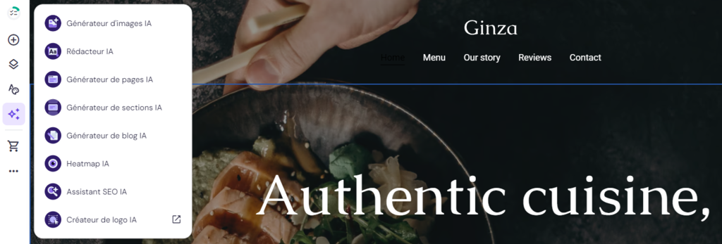 Outils d'IA du Cr&eacute;ateur de site Web Hostinger