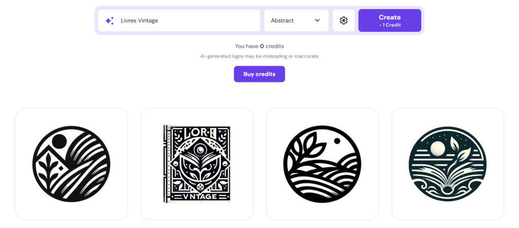Page de cr&eacute;ation de logo IA dans Hostinger