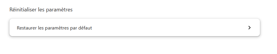 Bouton Restaurer les paramètres par défaut