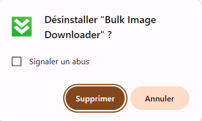 Confirmer la suppression de l'extension sur Chrome  