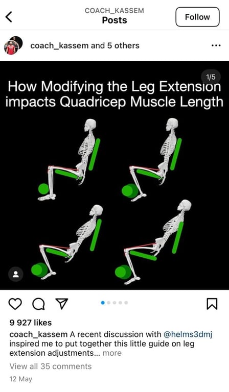 Exemple d'un post de fitness sur les médias sociaux par Coach Kassem sur Instagram