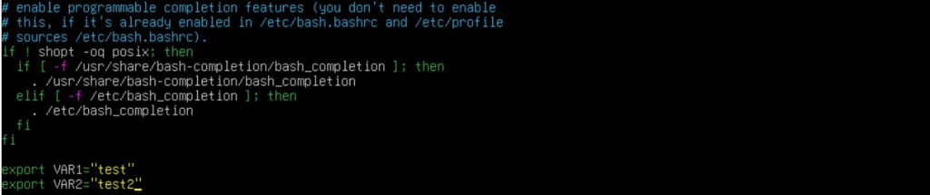 Nouvelles variables d'environnement dans le fichier bashrc