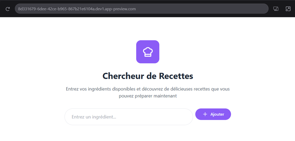 Aper&ccedil;u de l'application web mise &agrave; jour dans Hostinger Horizons