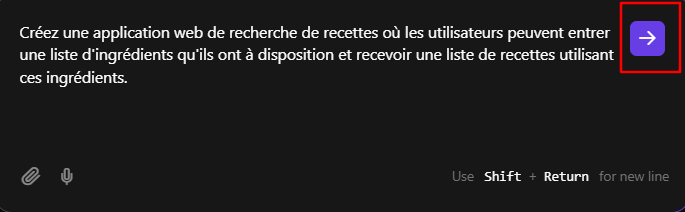 Boîte de dialogue d'invite mettant en évidence le bouton d'envoi