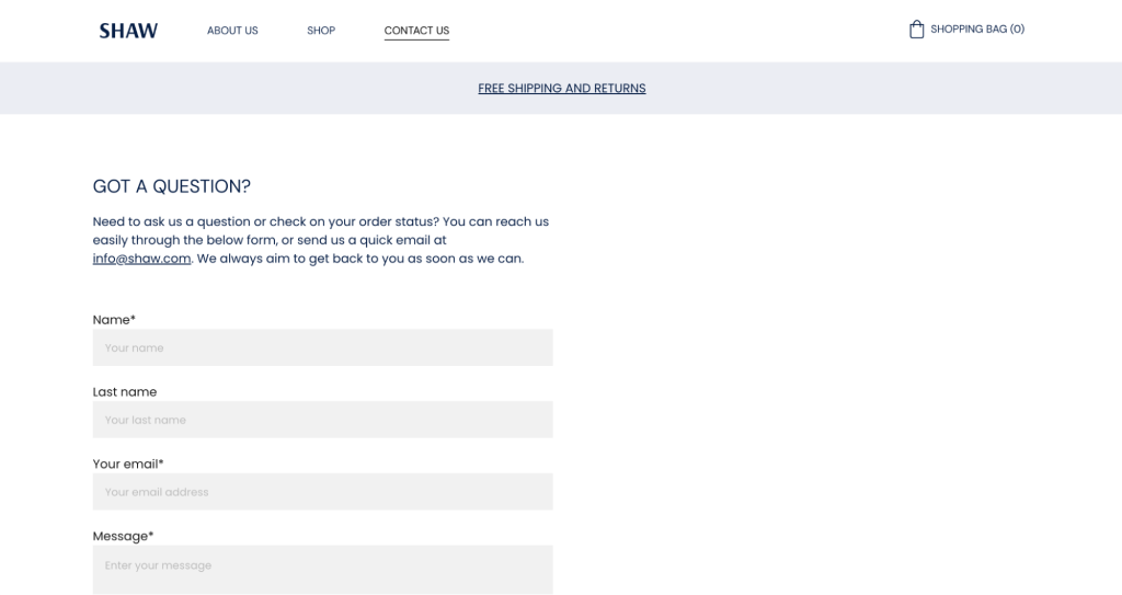 Exemple de page Contact