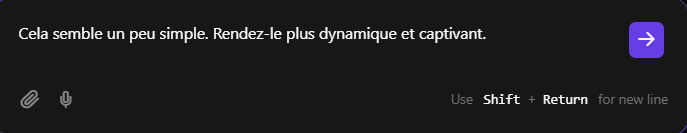 Boîte de prompt dans le panel de travail