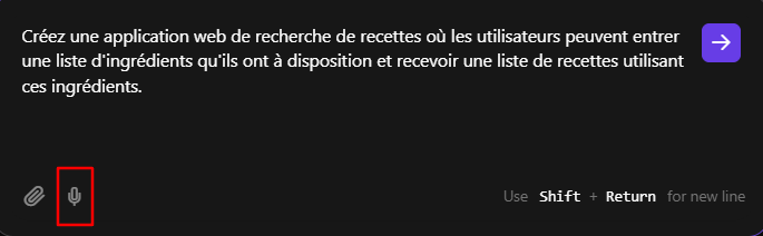 Boîte de prompt mettant en évidence la fonction de prompt audio