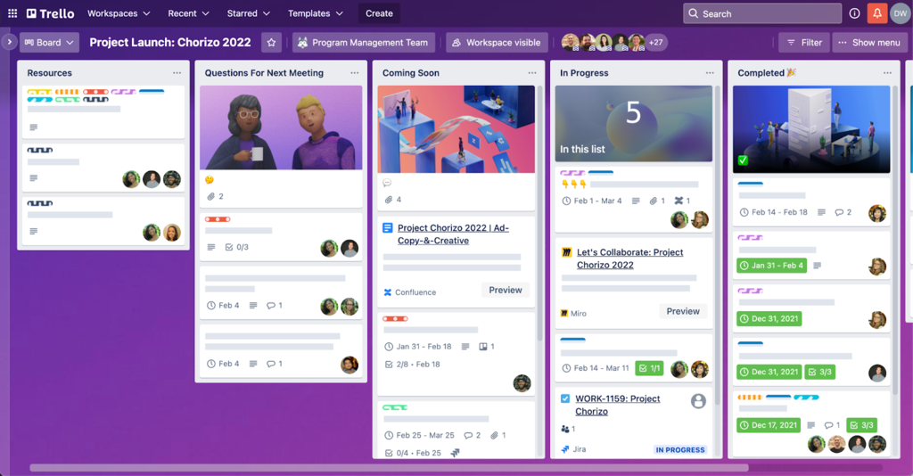 Le logiciel de gestion de projet Trello comme exemple d'application web