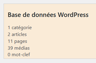 Base de données WordPress affichant des données