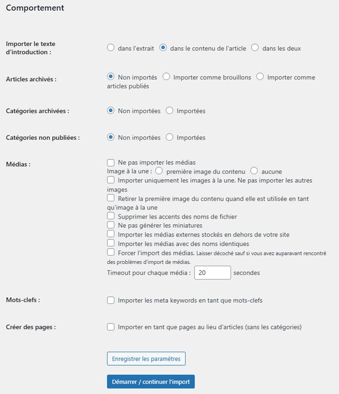 La section comportement