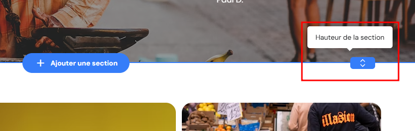Curseur de hauteur de section mis en évidence
