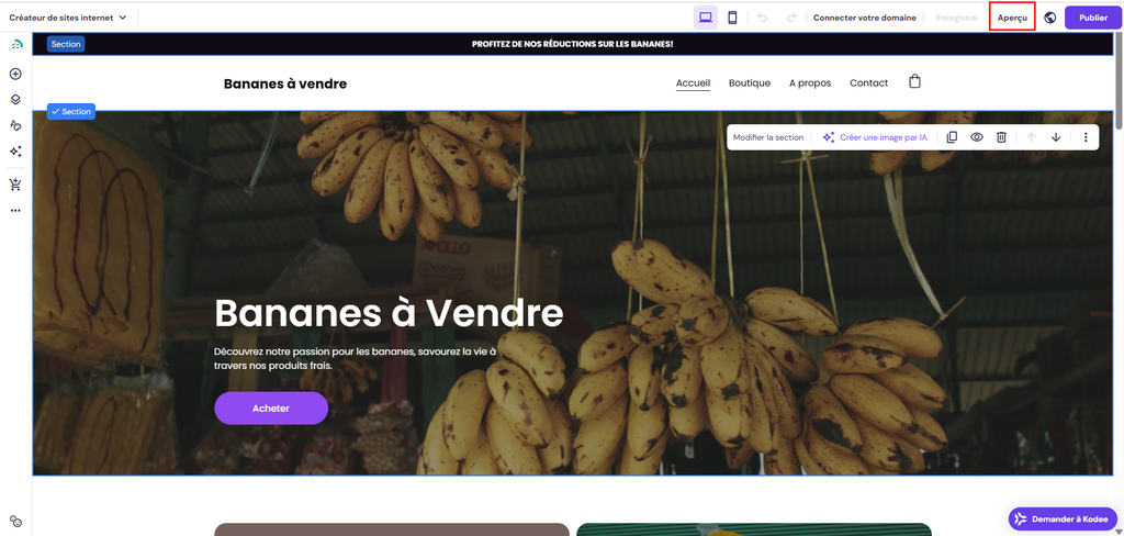 Bouton Aper&ccedil;u mis en &eacute;vidence