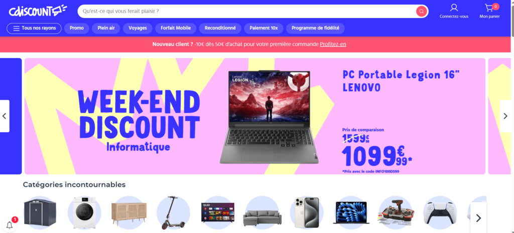 Page d'accueil de Cdiscount