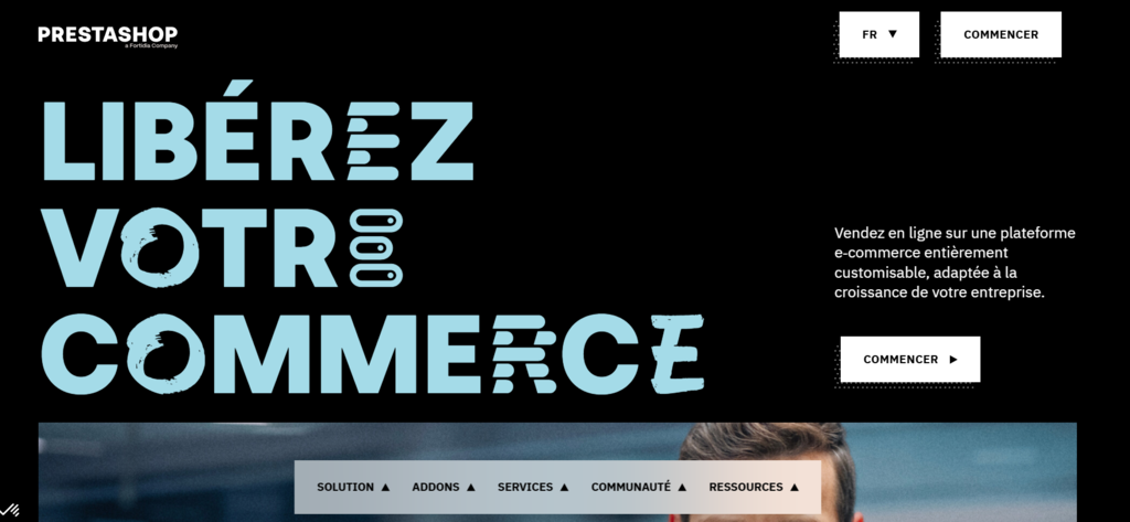 Page d'accueil du site Web de PrestaShop