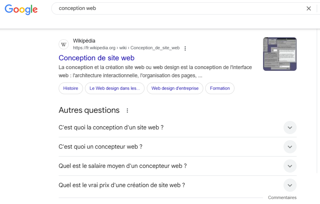 La fonctionnalit&eacute; Autres questions de Google