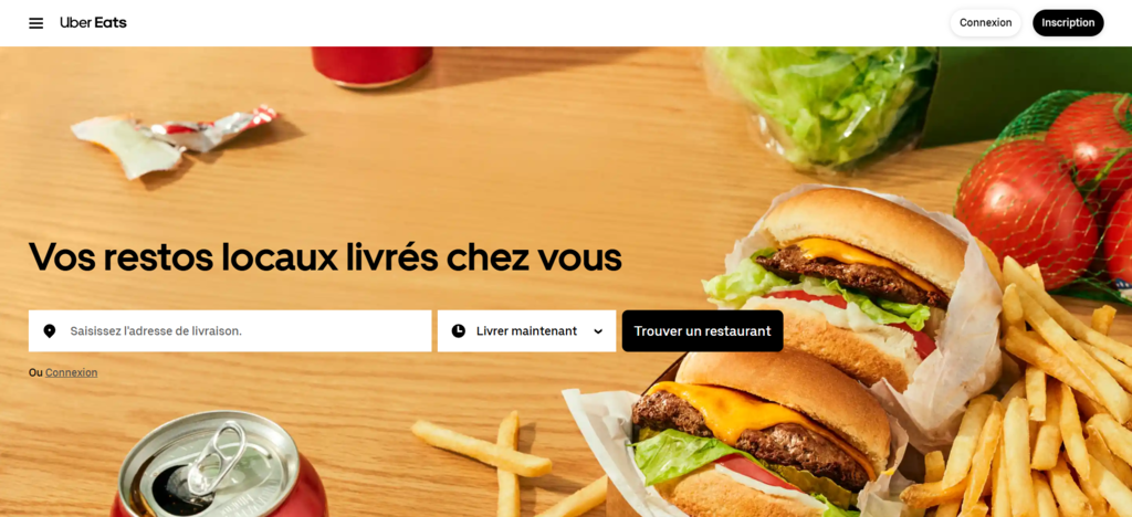 Page d'accueil de Uber Eats