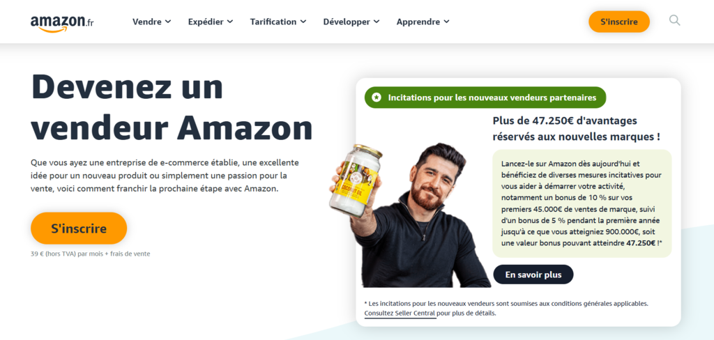 Page d'accueil Amazon Seller