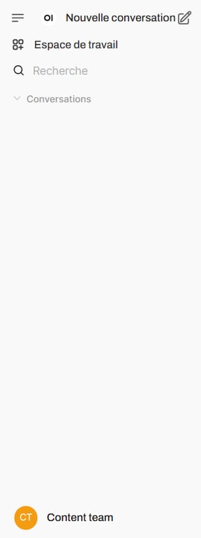 La section de la barre latérale gauche dans le tableau de bord d'Open WebUI