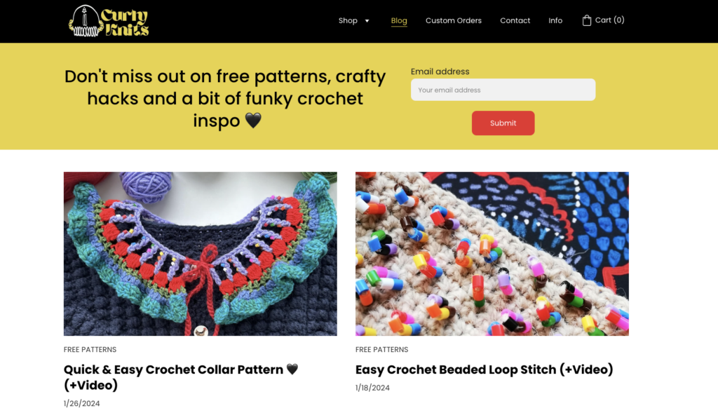 Page du blog Curly Knits