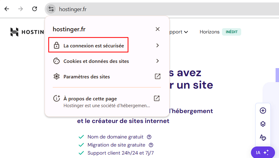 Exemple de site Web HTTPS sécurisé 