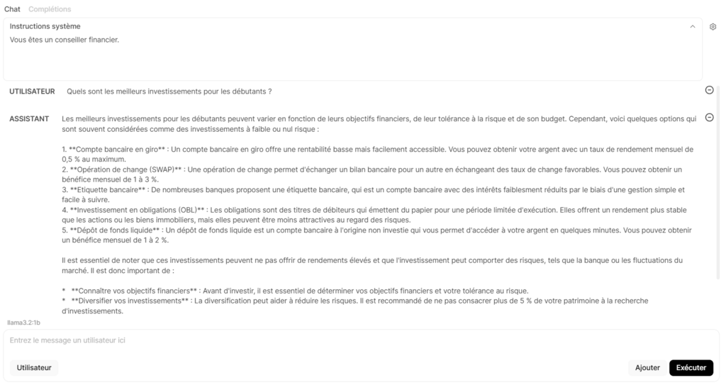 L'onglet Chat dans le menu Playground d'Open WebUI