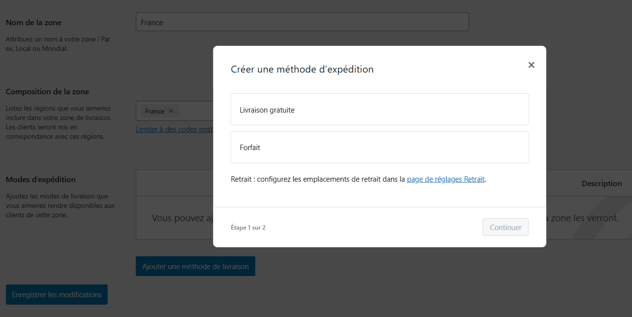 Choisir les méthodes d'expédition dans WooCommerce.
