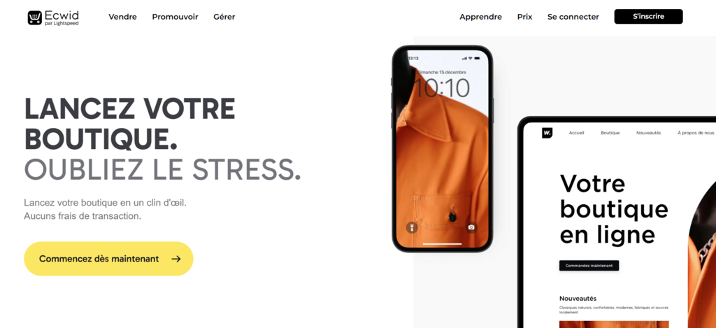 Page d'accueil d'Ecwid