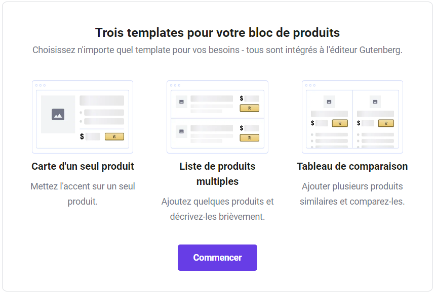 Templates sur le thème affilié Amazon pour WordPress.