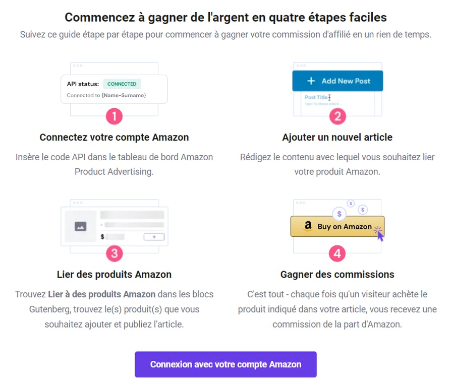 Guide étape par étape pour l'extension Affilié Amazon de Hostinger.