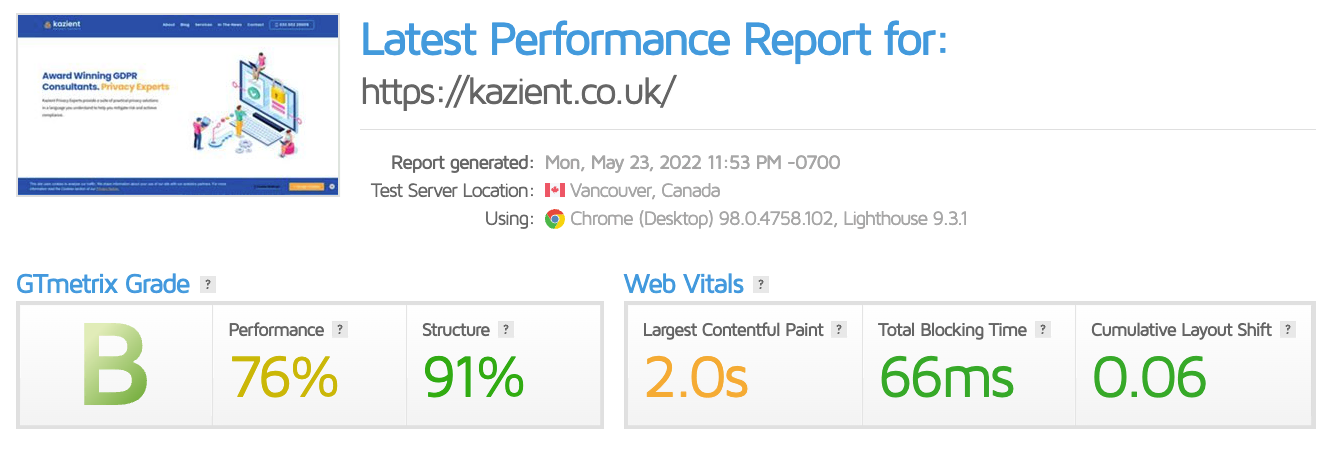 Rapport de performance de Kazient