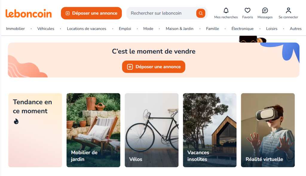 Page d'accueil Leboncoin