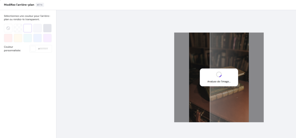 Panneau de suppression d'arrière-plan dans le créateur de site Web Hostinger