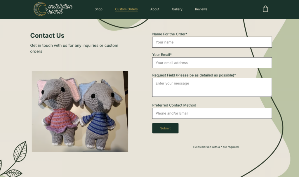 Page Commandes clients de Constellation Crochet