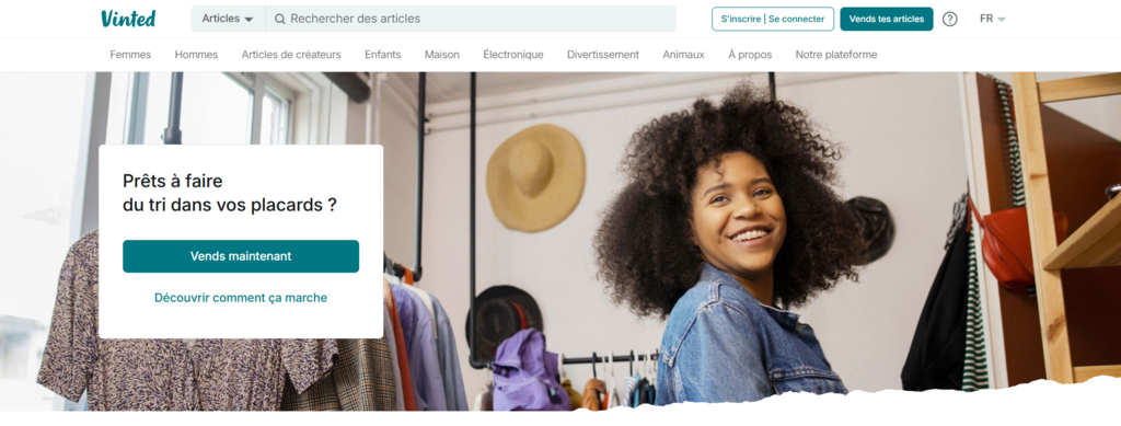 Page d'accueil de Vinted