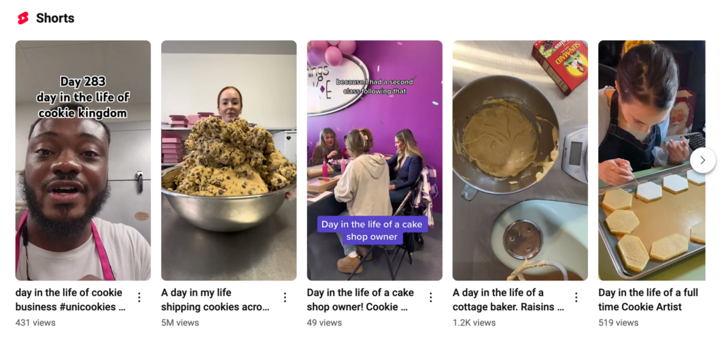 Résultat des shorts YouTube : Une journée dans la vie d'un biscuitier