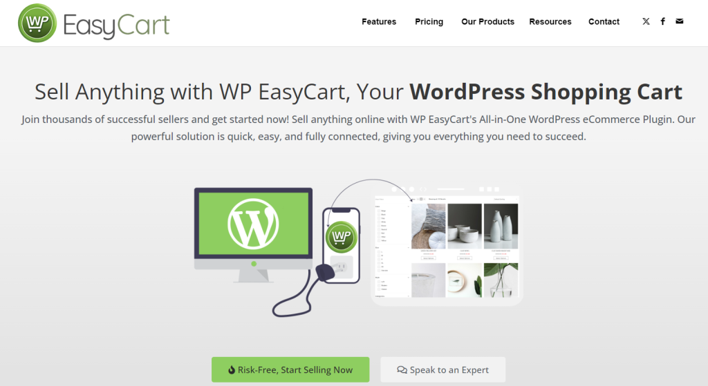 Page d'accueil de WP EasyCart