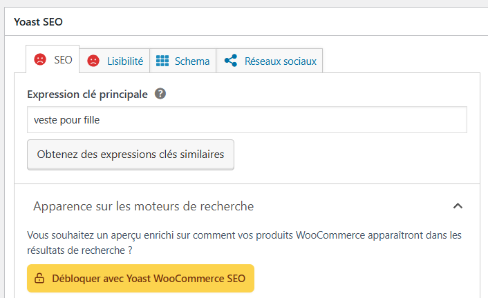 Le widget Yoast SEO dans WordPress.