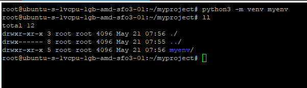 Création d'un nouveau répertoire avec le nom de l'environnement virtuel
